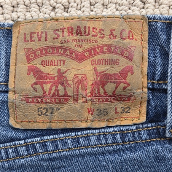 Levis 527 Slim Bootcut Lowrise Jeans Men's Size W36 L32 Light‎ Wash Denim Pants - Picture 3 of 9